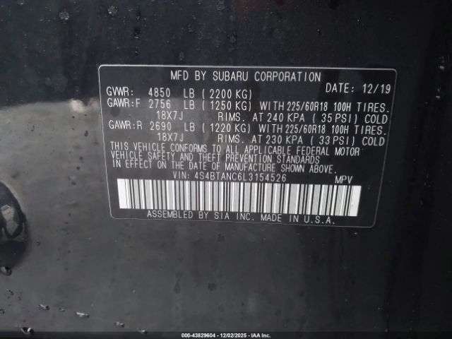 2020 SUBARU OUTBACK 4S4BTANC6L3154526 Photo 8