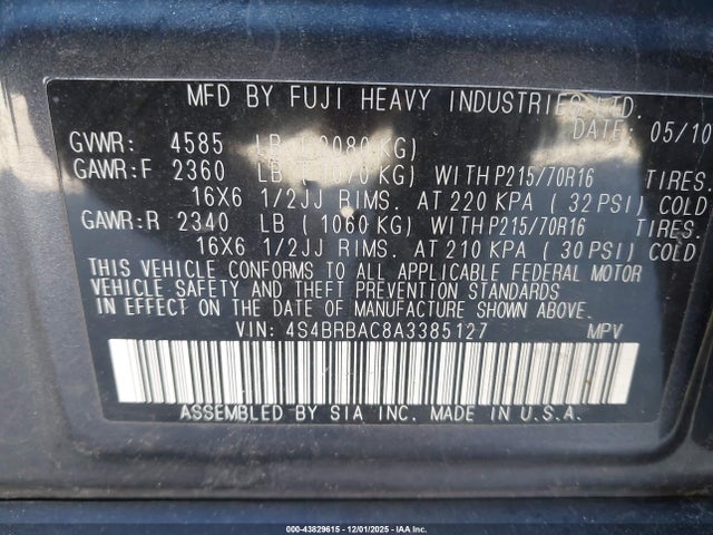 2010 SUBARU OUTBACK 4S4BRBAC8A3385127 Photo 8