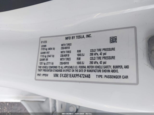 2023 TESLA MODEL 3 5YJ3E1EAXPF472448 Photo 8