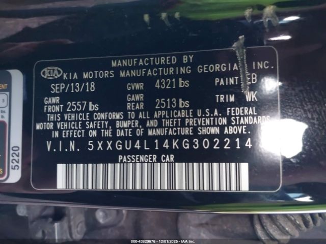 2019 KIA OPTIMA 5XXGU4L14KG302214 Photo 8