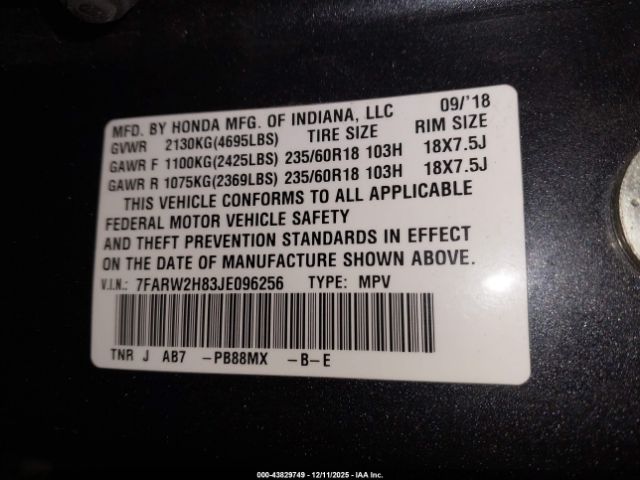 2018 HONDA CR-V 7FARW2H83JE096256 Photo 8