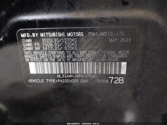 2023 MITSUBISHI MIRAGE ML32AWHJXPH007090 Photo 8