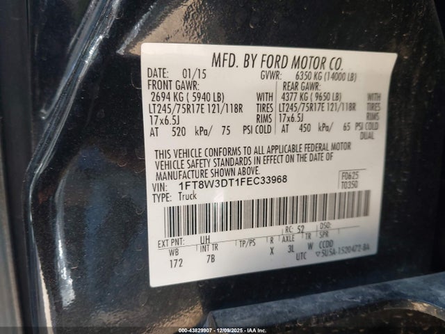 Ford F-350 Lariat 2015 1FT8W3DT1FEC33968 Image 8