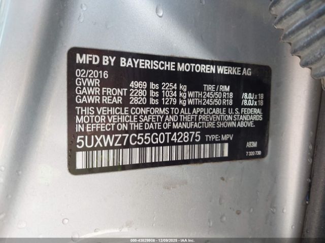 2016 BMW X3 5UXWZ7C55G0T42875 Photo 8