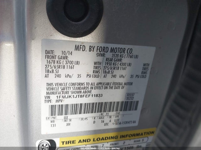 2015 FORD EXPEDITION EL 1FMJK1JT8FEF11833 Photo 8