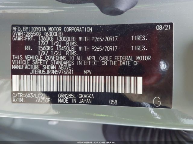 2022 TOYOTA 4RUNNER JTERU5JR9N5976841 Photo 8
