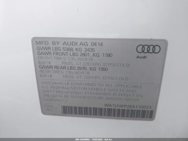 2014 AUDI Q5 WA1LFAFP2EA110923 Photo 8