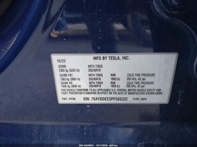 2023 TESLA MODEL Y 7SAYGDEE3PF586332 Photo 8