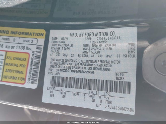 Ford Bronco Sport Big Bend 2021 3FMCR9B69MRB22656 Image 9