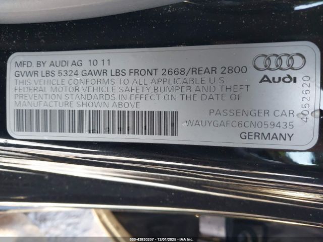 2012 AUDI A7 WAUYGAFC6CN059435 Photo 8