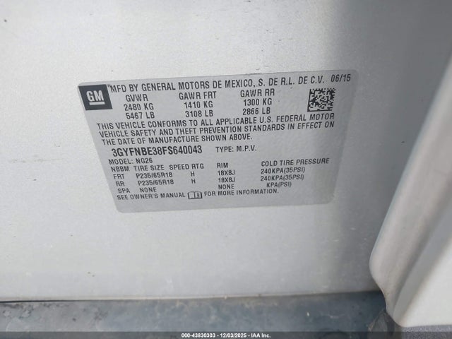 2015 CADILLAC SRX 3GYFNBE38FS640043 Photo 8