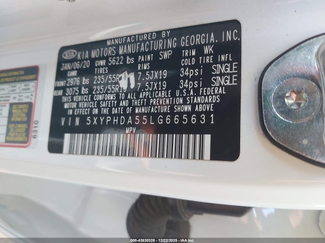 5XYPHDA55LG665631 KIA Sorento 3.3l Ex