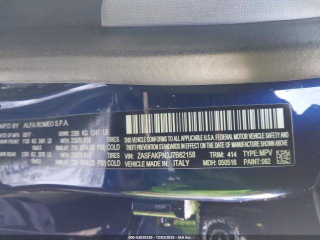 2018 ALFA ROMEO STELVIO ZASFAKPN3J7B62158 Photo 8