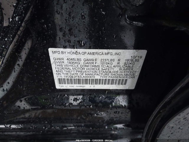 Acura k24v7 2020 19UDE2F82LA000870 Image 9