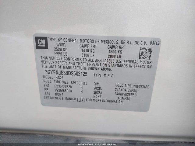 2013 CADILLAC SRX 3GYFNJE38DS602125 Photo 8