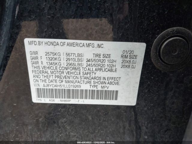2020 ACURA MDX 5J8YD4H51LL019269 Photo 8
