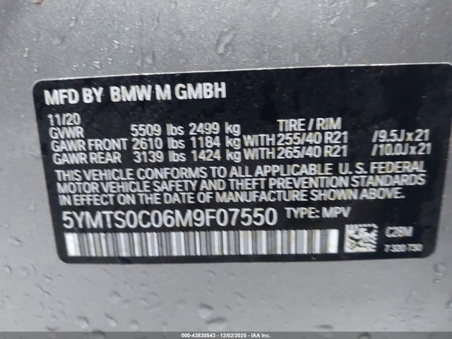 2021 BMW X3 M 5YMTS0C06M9F07550 Photo 8