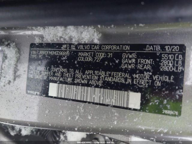 2021 VOLVO S60 RECHARGE PLUG-IN HYBRID 7JRBR0FM6MG096899 Photo 8