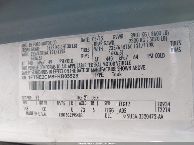 1FTNE2CM8FKB05528 Ford Transit-150