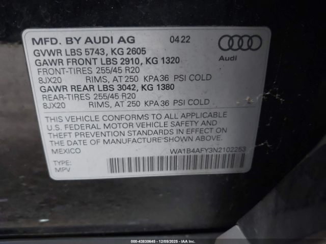 2022 AUDI SQ5 WA1B4AFY3N2102253 Photo 8