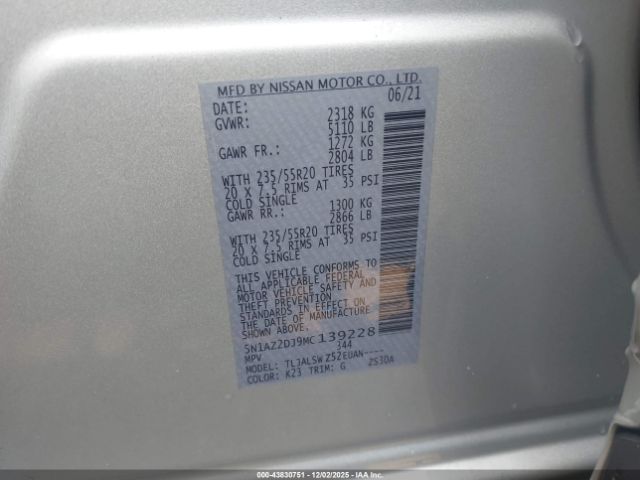 2021 NISSAN MURANO 5N1AZ2DJ9MC139228 Photo 8