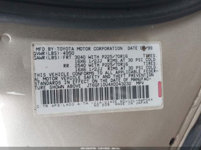 1999 LEXUS RX 300 JT6GF10U4X0043232 Photo 8