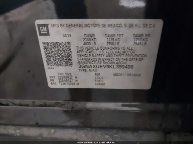 2019 CHEVROLET EQUINOX 3GNAXUEV9KL359498 Photo 8