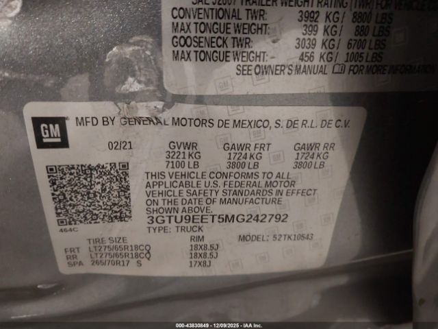 2021 GMC SIERRA 1500 3GTU9EET5MG242792 Photo 8