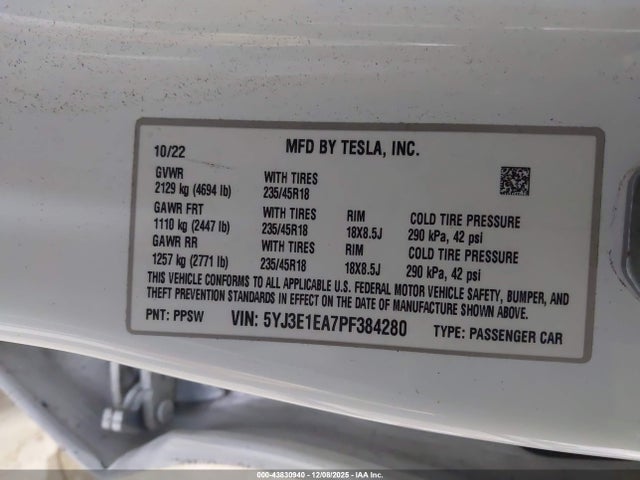 2023 TESLA MODEL 3 5YJ3E1EA7PF384280 Photo 8