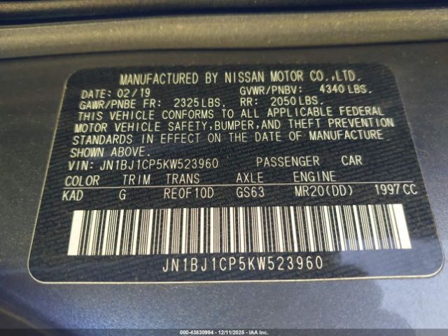 2019 NISSAN ROGUE SPORT JN1BJ1CP5KW523960 Photo 8