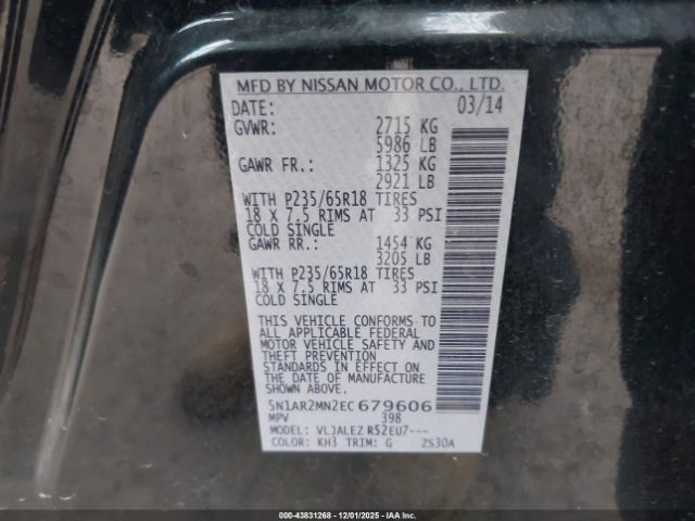 2014 NISSAN PATHFINDER 5N1AR2MN2EC679606 Photo 8