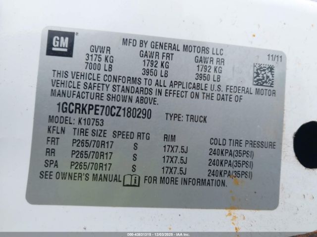 2012 CHEVROLET SILVERADO 1500 1GCRKPE70CZ180290 Photo 8