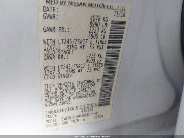 2019 NISSAN TITAN XD 1N6BA1F33KN511265 Photo 8