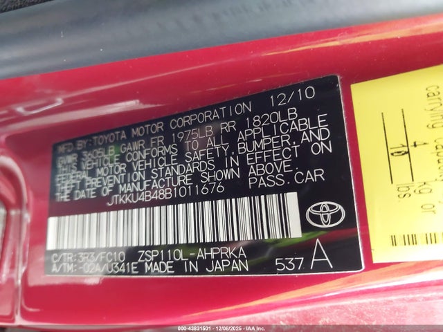 2011 SCION XD JTKKU4B48B1011676 Photo 8