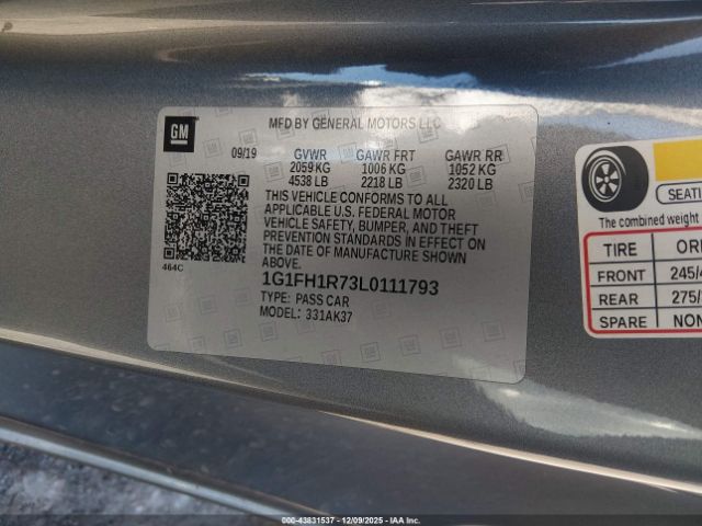 2020 CHEVROLET CAMARO 1G1FH1R73L0111793 Photo 8