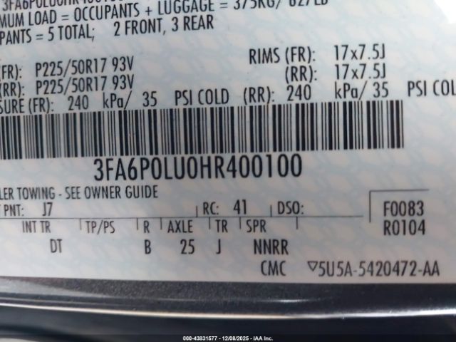 2017 FORD FUSION HYBRID 3FA6P0LU0HR400100 Photo 8