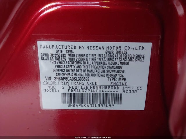 3N8AP6CA9SL393692 Nissan Kicks Sv Fwd