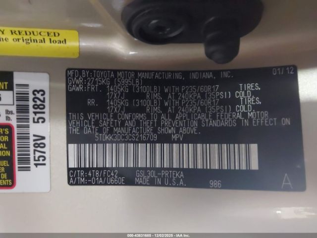 2012 TOYOTA SIENNA 5TDKK3DC3CS216709 Photo 8
