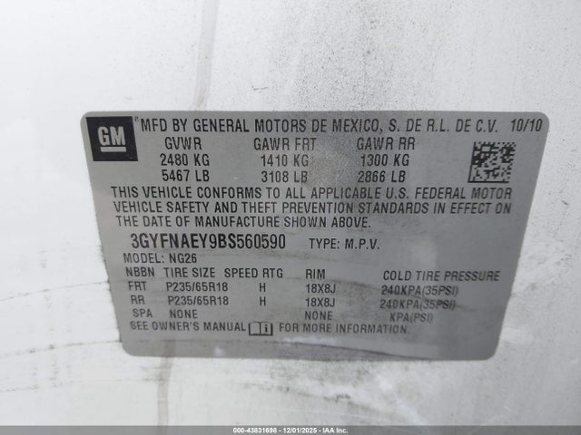 2011 CADILLAC SRX 3GYFNAEY9BS560590 Photo 8