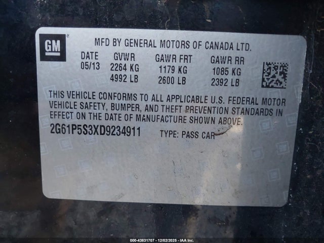 2013 CADILLAC XTS 2G61P5S3XD9234911 Photo 8