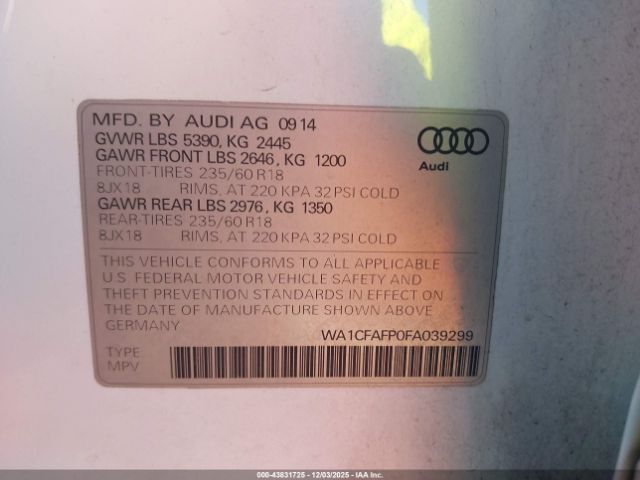 2015 AUDI Q5 WA1CFAFP0FA039299 Photo 8