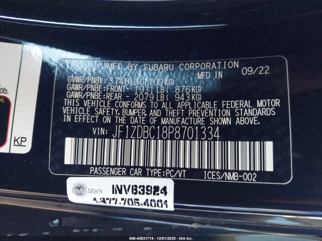 Subaru Brz Premium 2023 JF1ZDBC18P8701334 Image 9