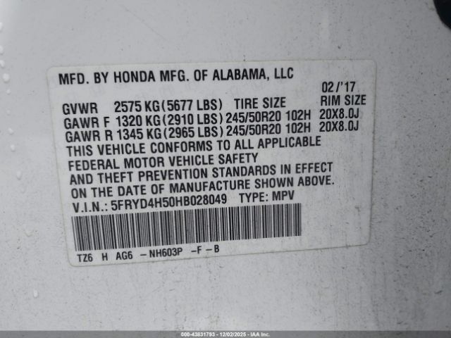 2017 ACURA MDX 5FRYD4H50HB028049 Photo 8