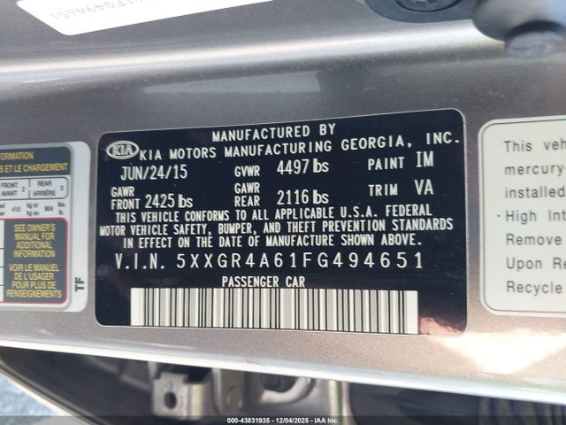 2015 KIA OPTIMA 5XXGR4A61FG494651 Photo 8