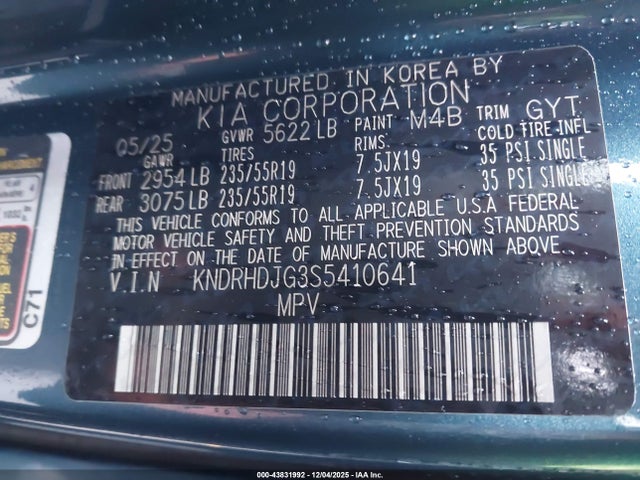 KNDRHDJG3S5410641 KIA Sorento Hybrid Ex