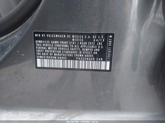 3VWE57BUXKM188863 Volkswagen Jetta 1.4t Sel