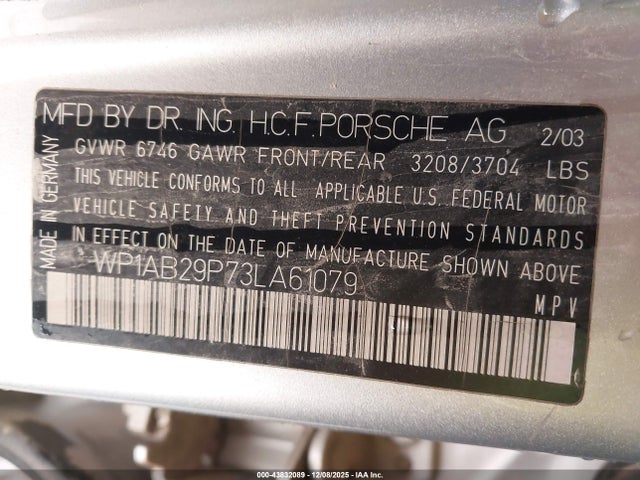 2003 PORSCHE CAYENNE WP1AB29P73LA61079 Photo 8