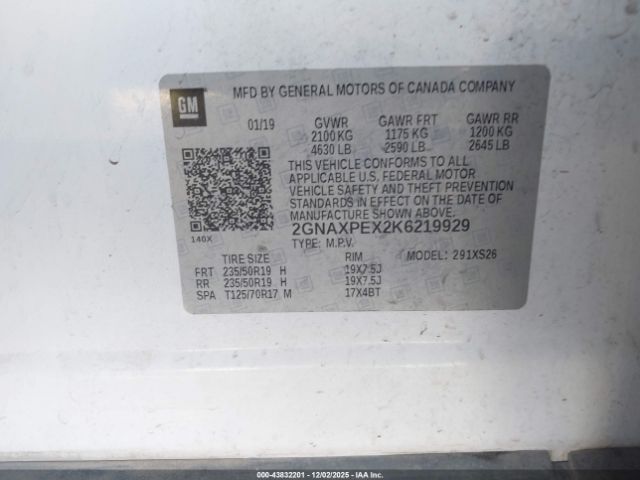 2019 CHEVROLET EQUINOX 2GNAXPEX2K6219929 Photo 8