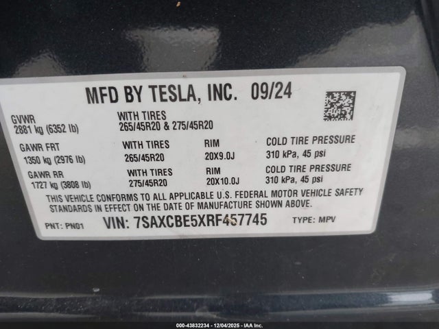 2024 TESLA MODEL X 7SAXCBE5XRF457745 Photo 8