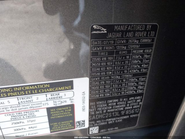 2020 JAGUAR I-PACE SADHC2S13L1F85612 Photo 8